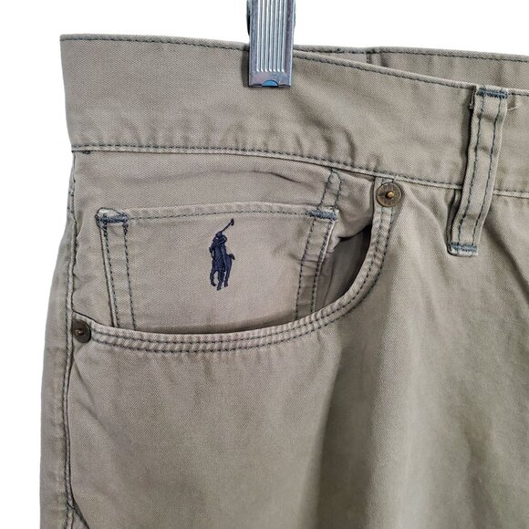 Polo Ralph Lauren Mens Pants Khaki Cotton 38x30 Relaxed Fit Straight Leg Green - Picture 7 of 11